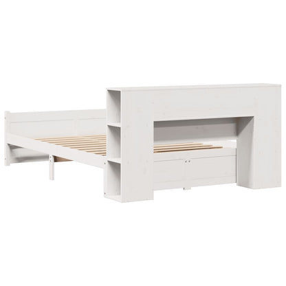vidaXL Massivholzbett mit Regal ohne Matratze Weiß 135x190 cm Kiefer