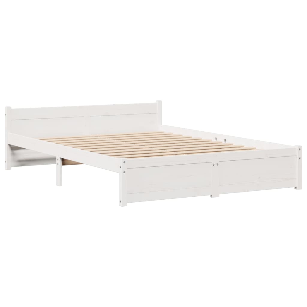 vidaXL Massivholzbett mit Regal ohne Matratze Weiß 135x190 cm Kiefer