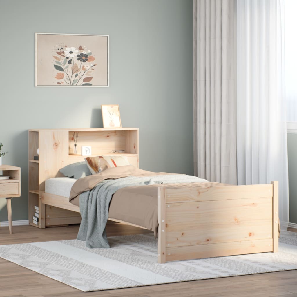 vidaXL Bücherregalbett ohne Matratze 75x190 cm Massivholz Kiefer