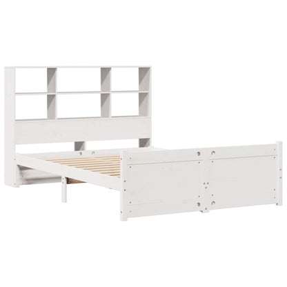 vidaXL Massivholzbett mit Regal ohne Matratze Weiß 140x190 cm Kiefer