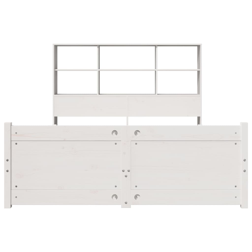 vidaXL Massivholzbett mit Regal ohne Matratze Weiß 140x190 cm Kiefer
