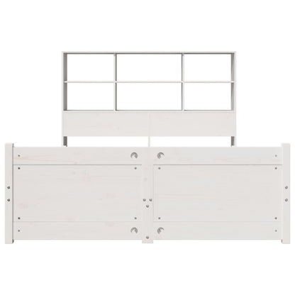 vidaXL Massivholzbett mit Regal ohne Matratze Weiß 140x190 cm Kiefer