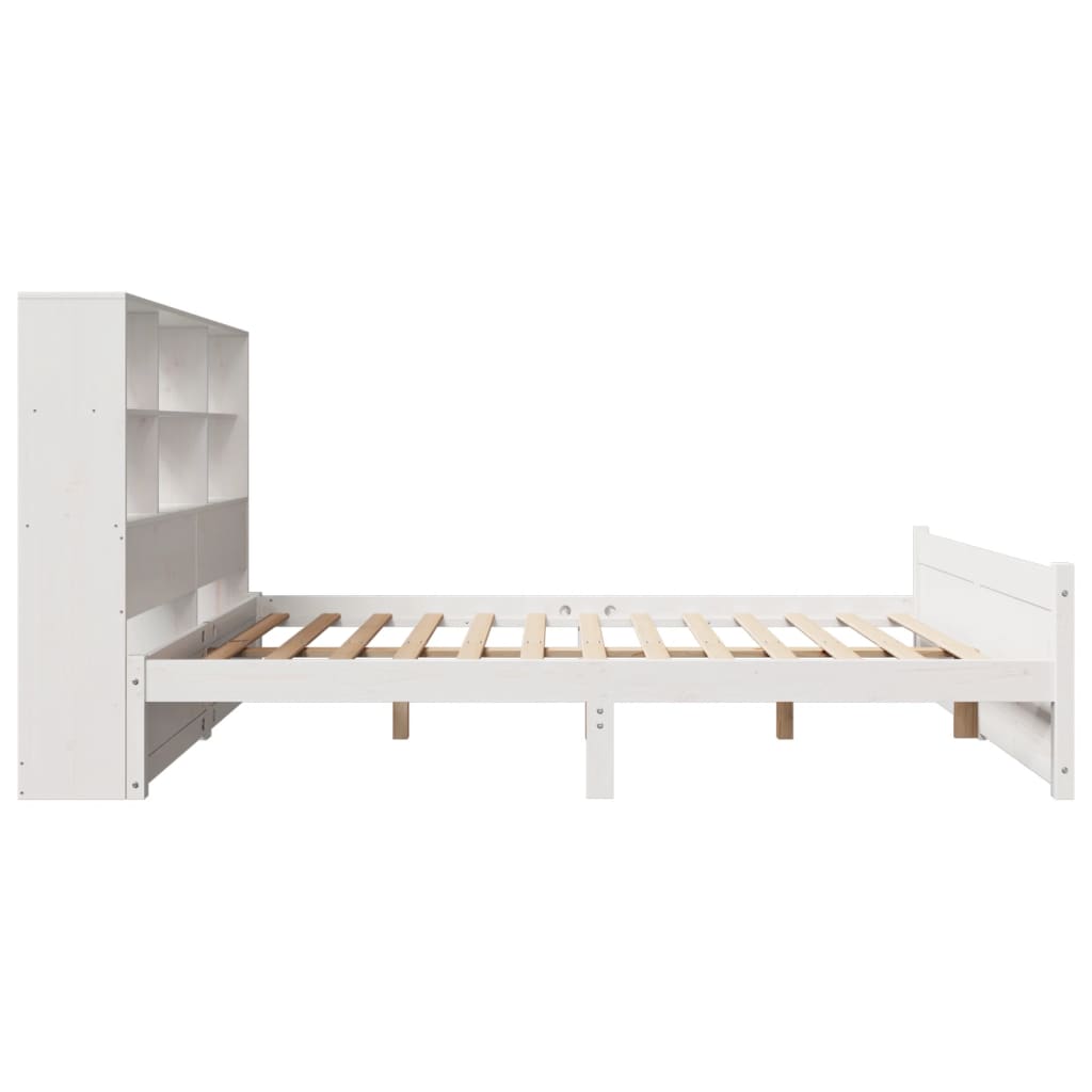 vidaXL Massivholzbett mit Regal ohne Matratze Weiß 140x190 cm Kiefer