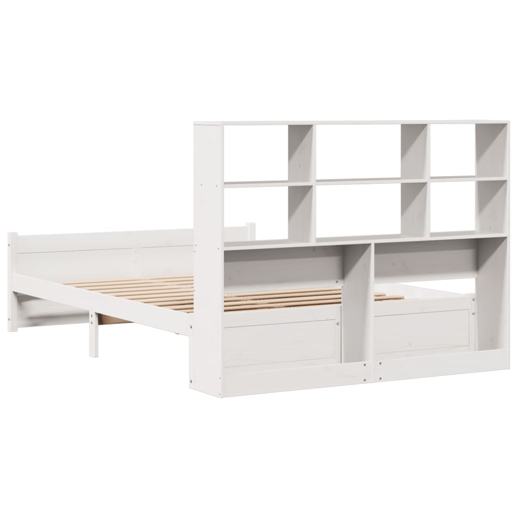 vidaXL Massivholzbett mit Regal ohne Matratze Weiß 140x190 cm Kiefer