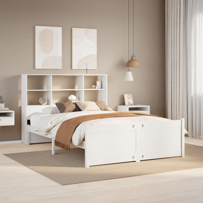 vidaXL Massivholzbett mit Regal ohne Matratze Weiß 140x190 cm Kiefer