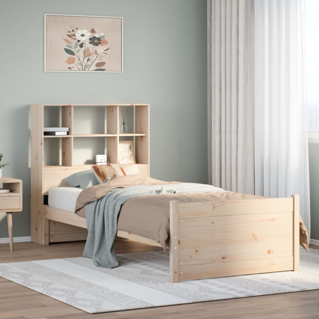 vidaXL Massivholzbett mit Regal ohne Matratze 90x200 cm Kiefer