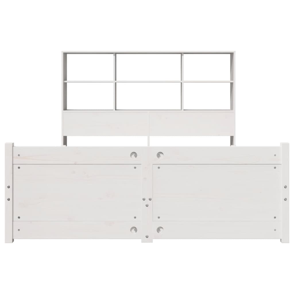 vidaXL Massivholzbett mit Regal ohne Matratze Weiß 120x200 cm Kiefer