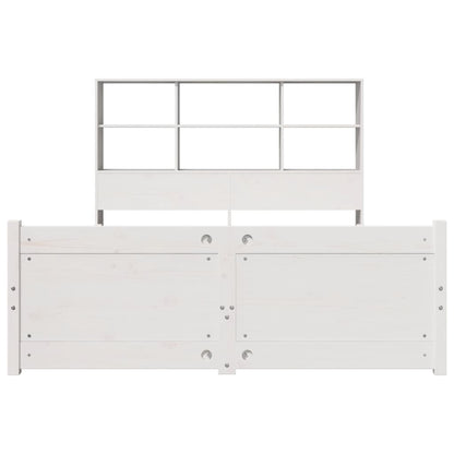 vidaXL Massivholzbett mit Regal ohne Matratze Weiß 120x200 cm Kiefer