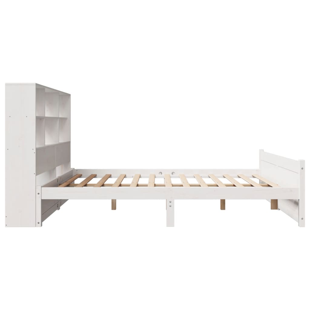 vidaXL Massivholzbett mit Regal ohne Matratze Weiß 120x200 cm Kiefer