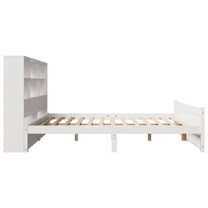 vidaXL Massivholzbett mit Regal ohne Matratze Weiß 120x200 cm Kiefer