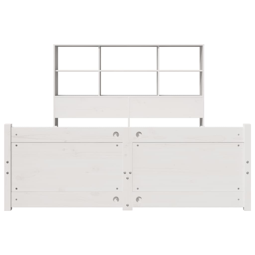 vidaXL Massivholzbett mit Regal ohne Matratze Weiß 140x200 cm Kiefer