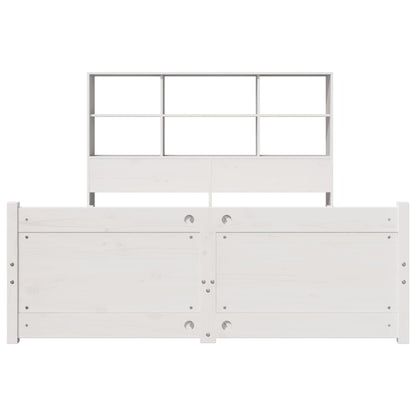 vidaXL Massivholzbett mit Regal ohne Matratze Weiß 140x200 cm Kiefer