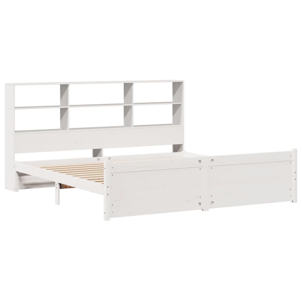 vidaXL Massivholzbett mit Regal ohne Matratze Weiß 180x200 cm Kiefer