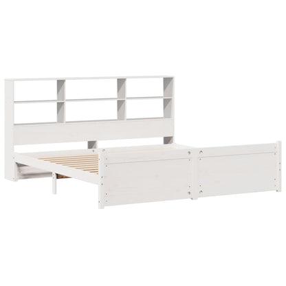 vidaXL Massivholzbett mit Regal ohne Matratze Weiß 180x200 cm Kiefer