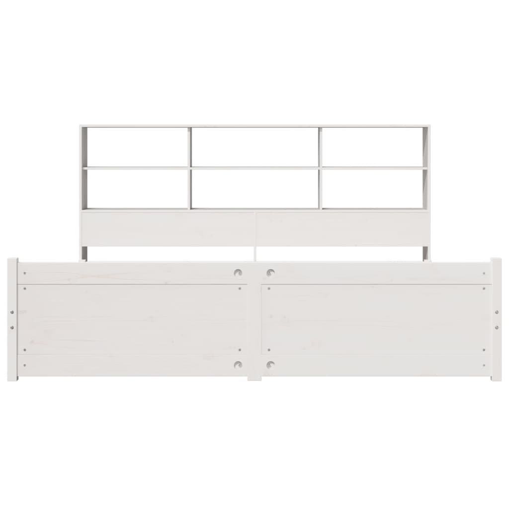 vidaXL Massivholzbett mit Regal ohne Matratze Weiß 180x200 cm Kiefer