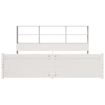vidaXL Massivholzbett mit Regal ohne Matratze Weiß 180x200 cm Kiefer