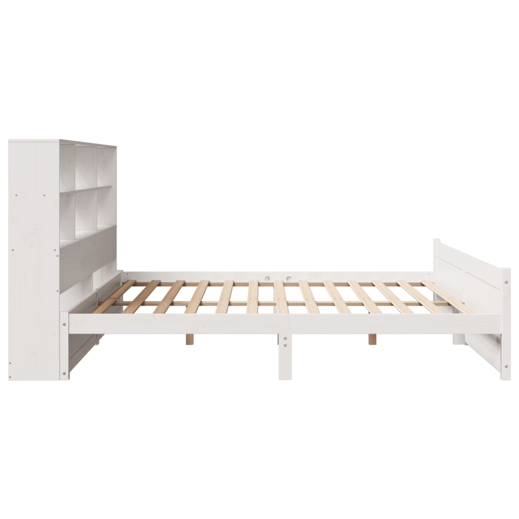 vidaXL Massivholzbett mit Regal ohne Matratze Weiß 180x200 cm Kiefer