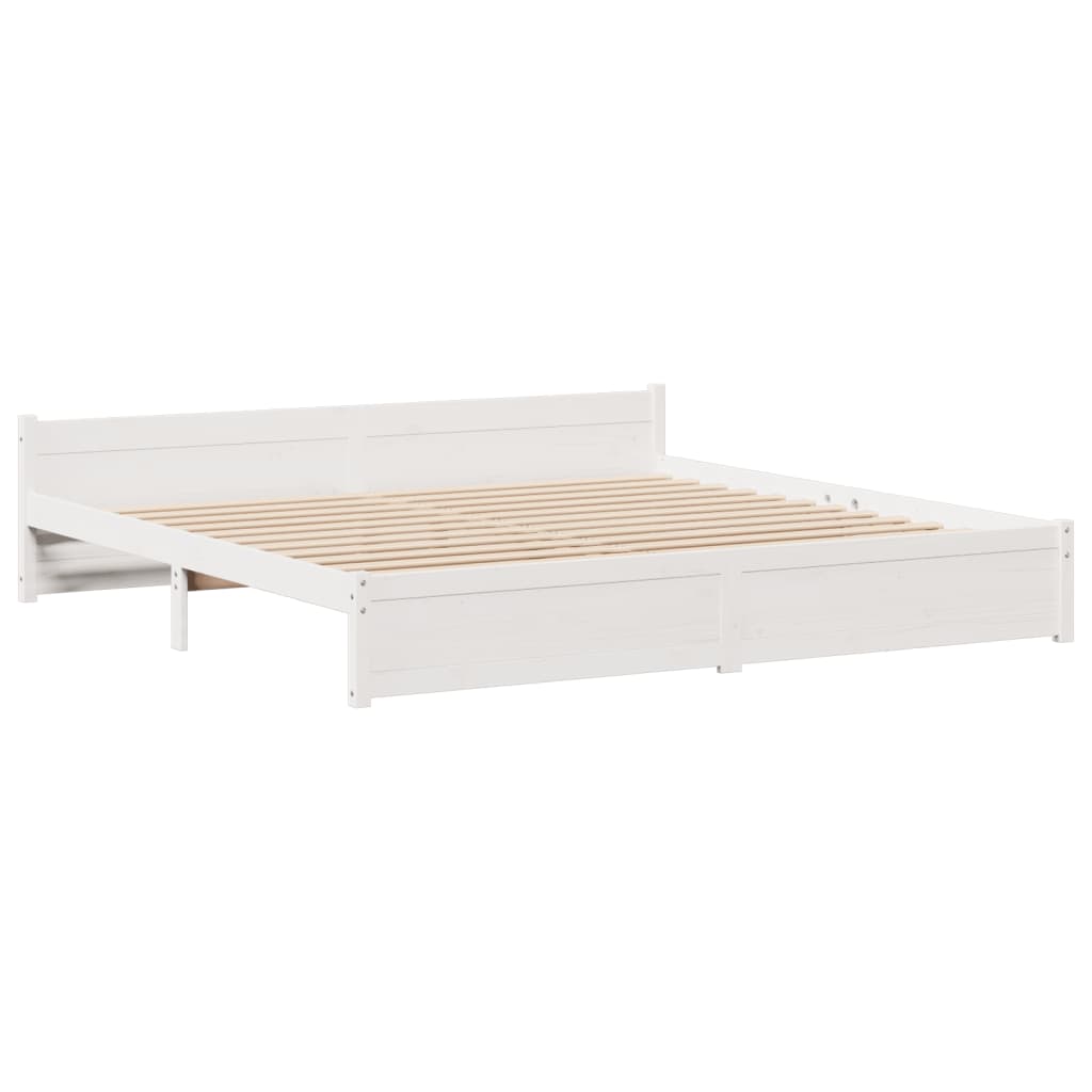vidaXL Massivholzbett mit Regal ohne Matratze Weiß 180x200 cm Kiefer