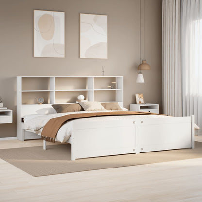 vidaXL Massivholzbett mit Regal ohne Matratze Weiß 180x200 cm Kiefer