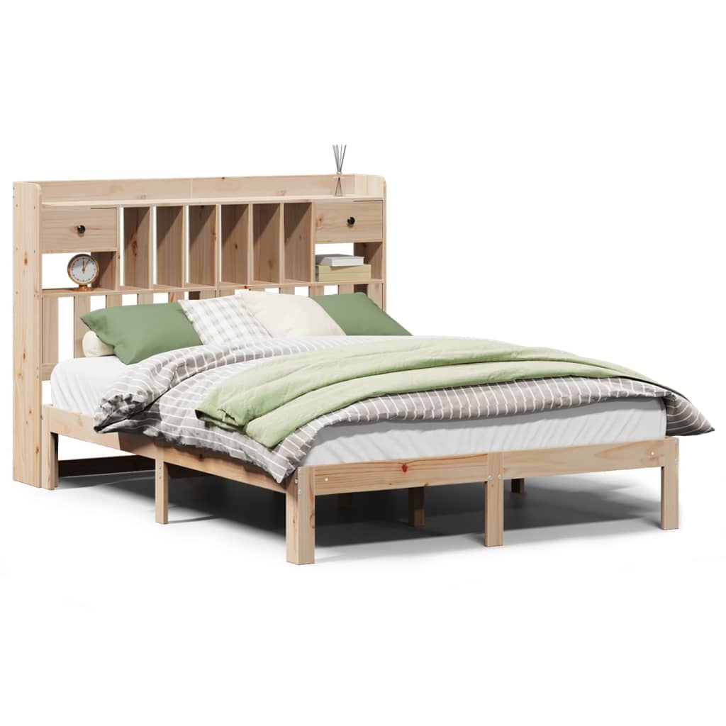 vidaXL Massivholzbett mit Regal ohne Matratze 150x200 cm Kiefer