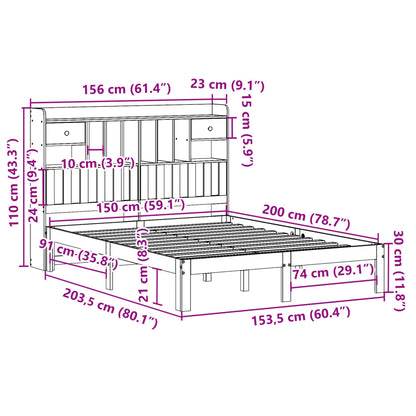 vidaXL Massivholzbett mit Regal ohne Matratze 150x200 cm Kiefer