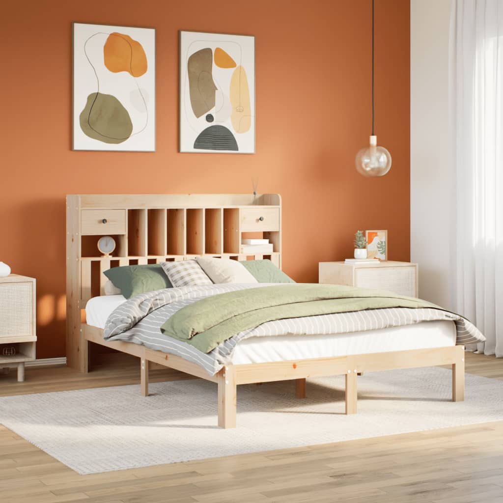 vidaXL Massivholzbett mit Regal ohne Matratze 150x200 cm Kiefer
