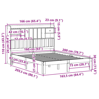 vidaXL Massivholzbett mit Regal ohne Matratze 160x200 cm Kiefer