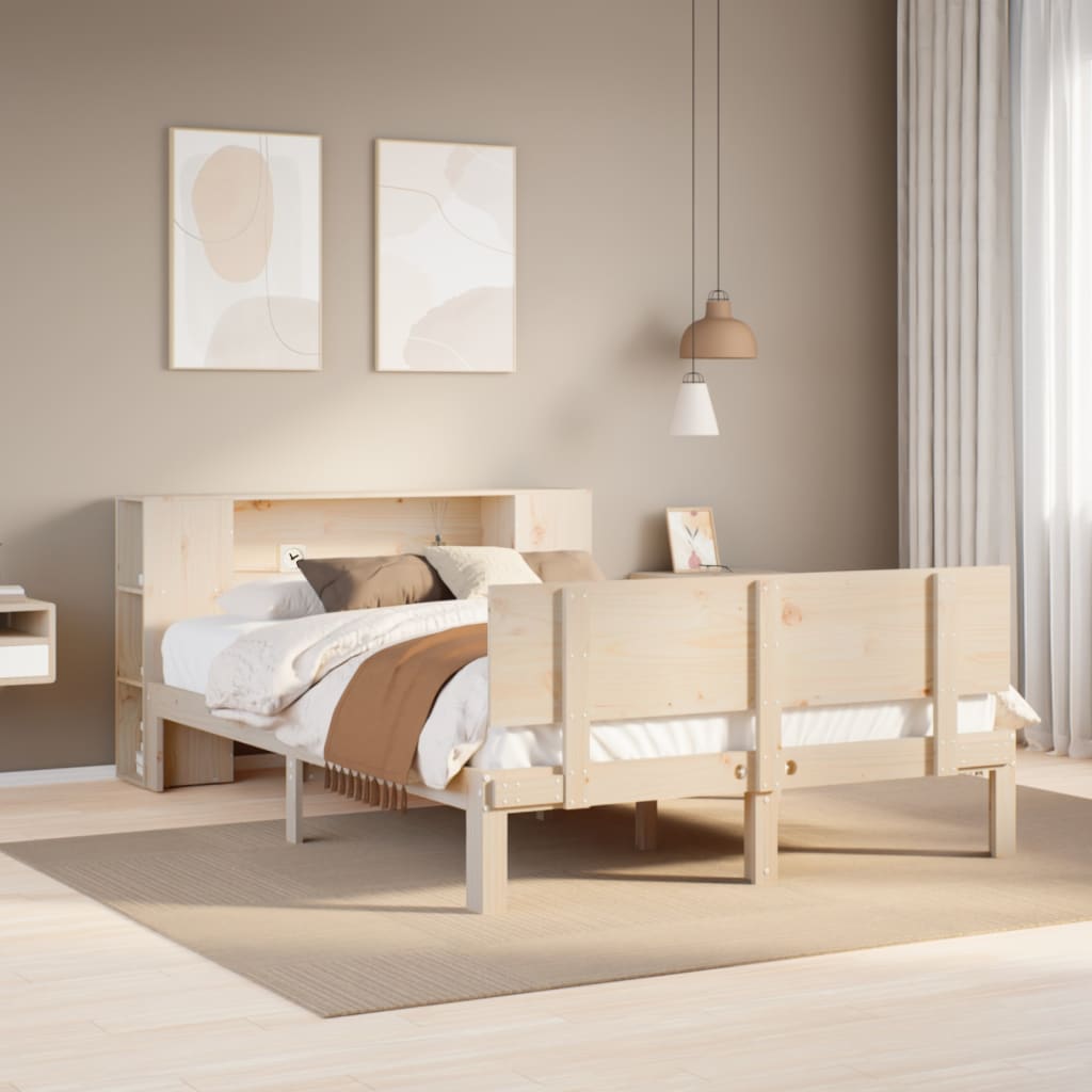 vidaXL Massivholzbett mit Regal ohne Matratze 120x190 cm Kiefer