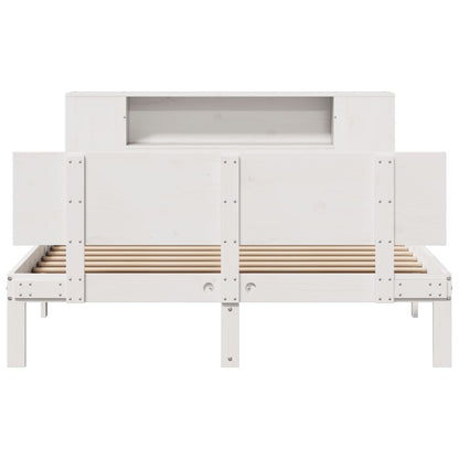 vidaXL Massivholzbett mit Regal ohne Matratze Weiß 120x190 cm Kiefer
