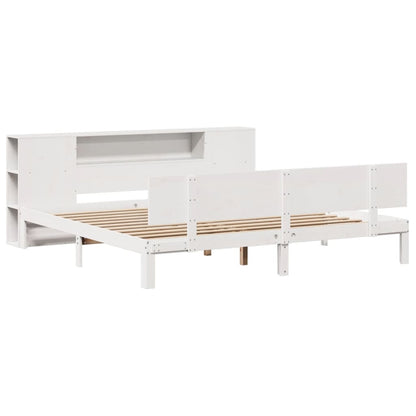 vidaXL Massivholzbett mit Regal ohne Matratze Weiß 200x200 cm Kiefer