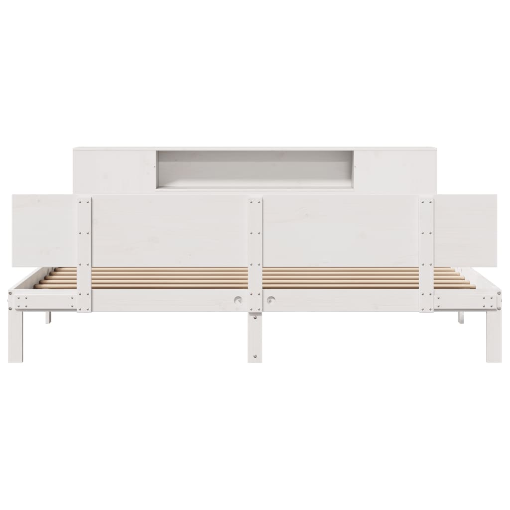 vidaXL Massivholzbett mit Regal ohne Matratze Weiß 200x200 cm Kiefer