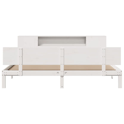 vidaXL Massivholzbett mit Regal ohne Matratze Weiß 200x200 cm Kiefer
