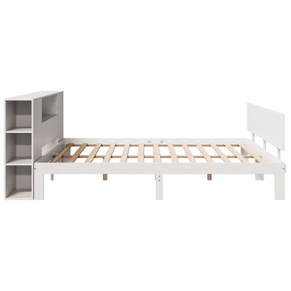 vidaXL Massivholzbett mit Regal ohne Matratze Weiß 200x200 cm Kiefer