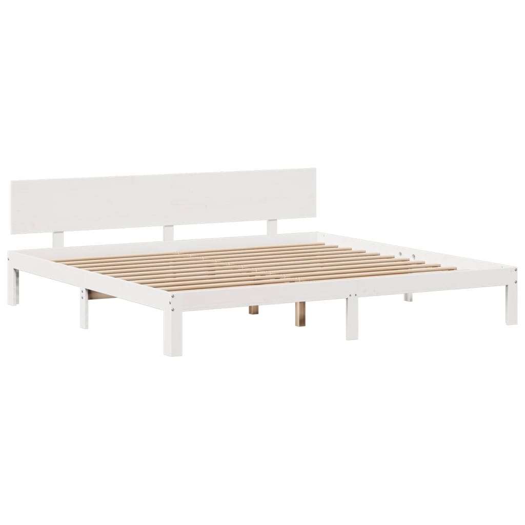 vidaXL Massivholzbett mit Regal ohne Matratze Weiß 200x200 cm Kiefer