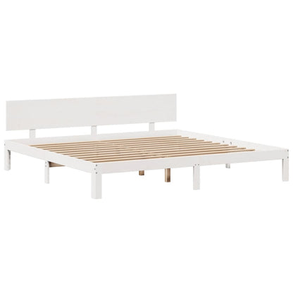 vidaXL Massivholzbett mit Regal ohne Matratze Weiß 200x200 cm Kiefer