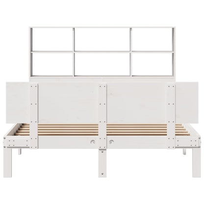 vidaXL Massivholzbett mit Regal ohne Matratze Weiß 120x200 cm Kiefer