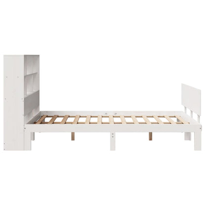 vidaXL Massivholzbett mit Regal ohne Matratze Weiß 120x200 cm Kiefer