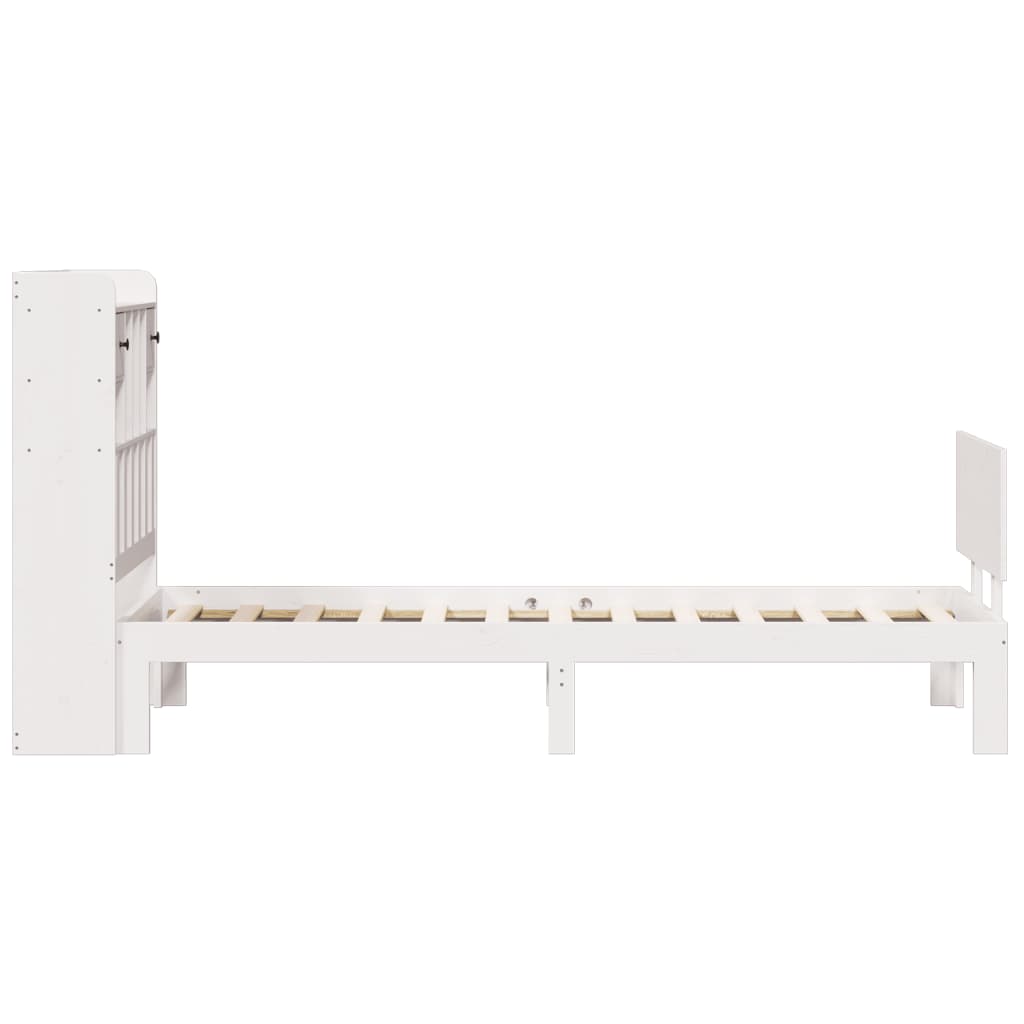 vidaXL Massivholzbett mit Regal ohne Matratze Weiß 90x200 cm Kiefer