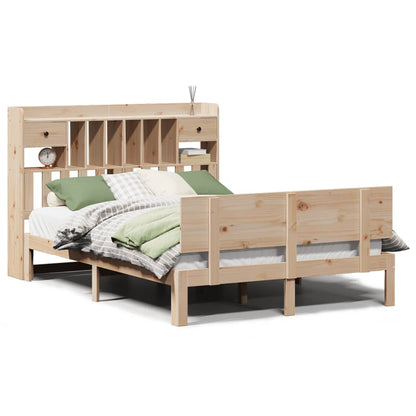 vidaXL Lit en bois massif avec étagère sans matelas 140x200 cm pin