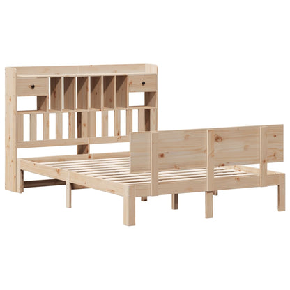 vidaXL Lit en bois massif avec étagère sans matelas 140x200 cm pin