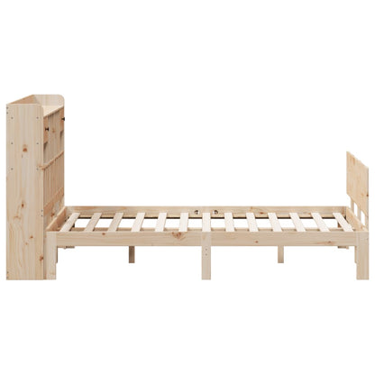 vidaXL Lit en bois massif avec étagère sans matelas 140x200 cm pin