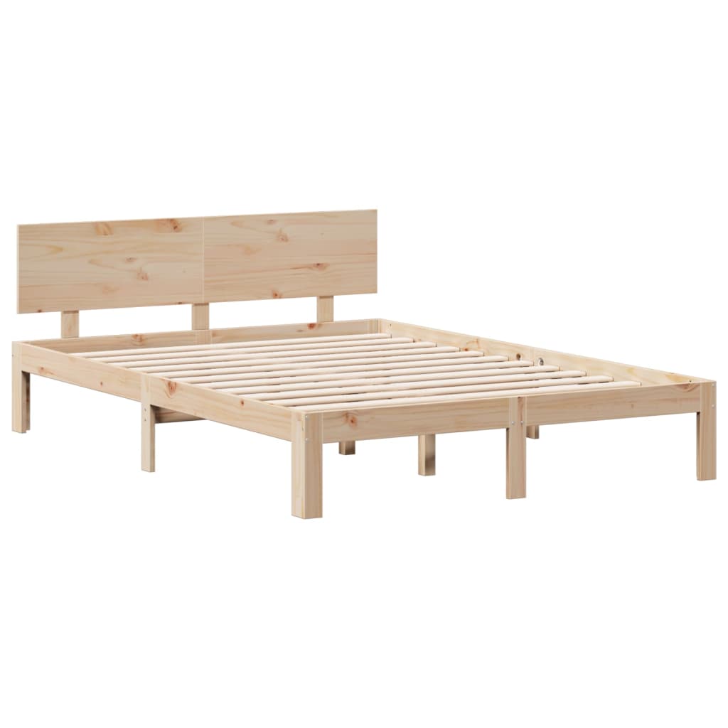 vidaXL Lit en bois massif avec étagère sans matelas 140x200 cm pin