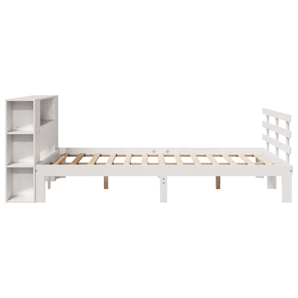 vidaXL Massivholzbett mit Regal ohne Matratze Weiß 120x190 cm Kiefer