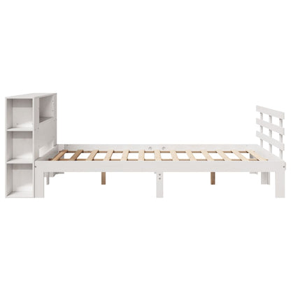 vidaXL Massivholzbett mit Regal ohne Matratze Weiß 120x190 cm Kiefer