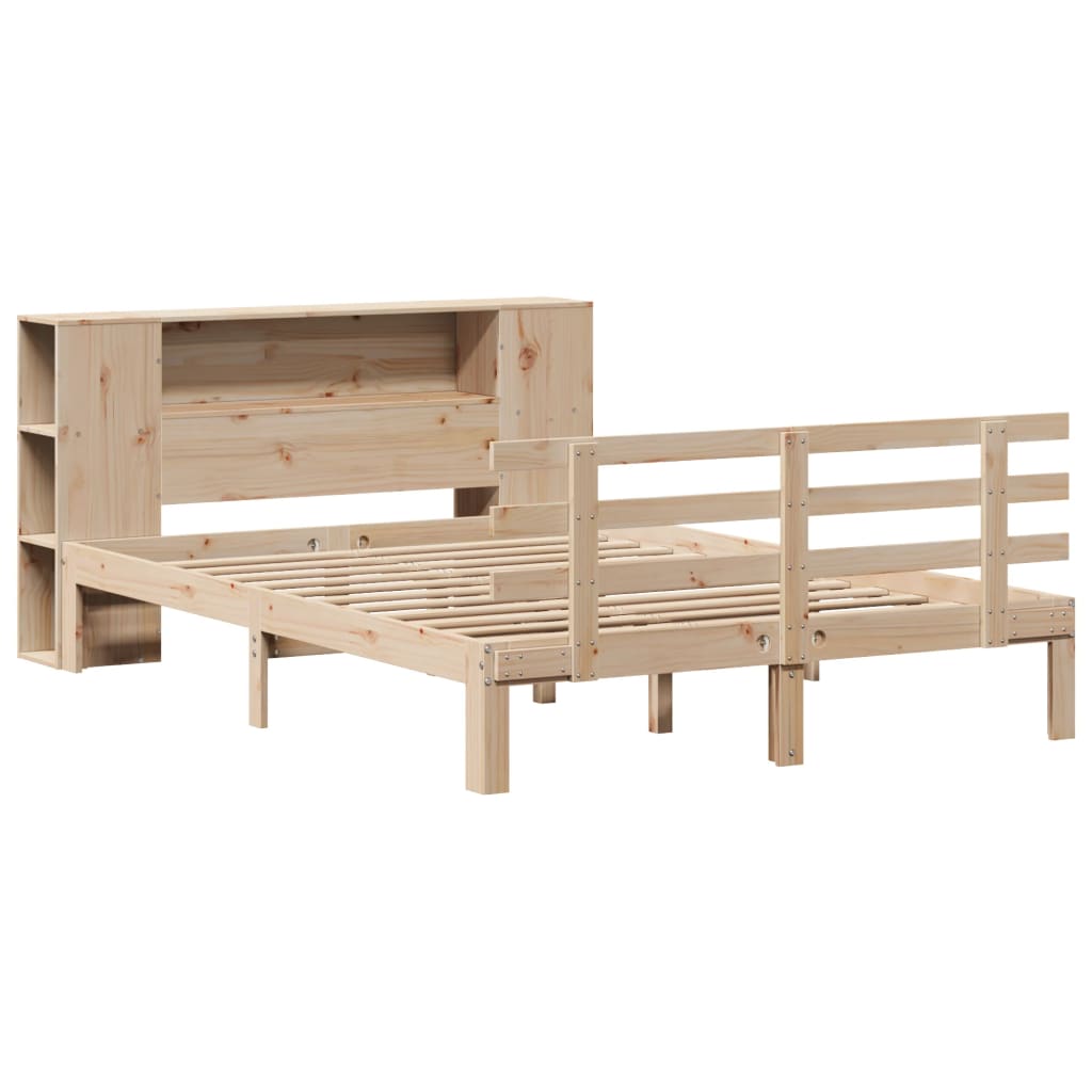 vidaXL Massivholzbett mit Regal ohne Matratze 140x190 cm Kiefer