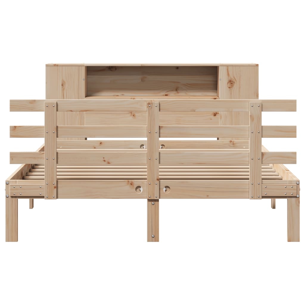 vidaXL Massivholzbett mit Regal ohne Matratze 140x190 cm Kiefer