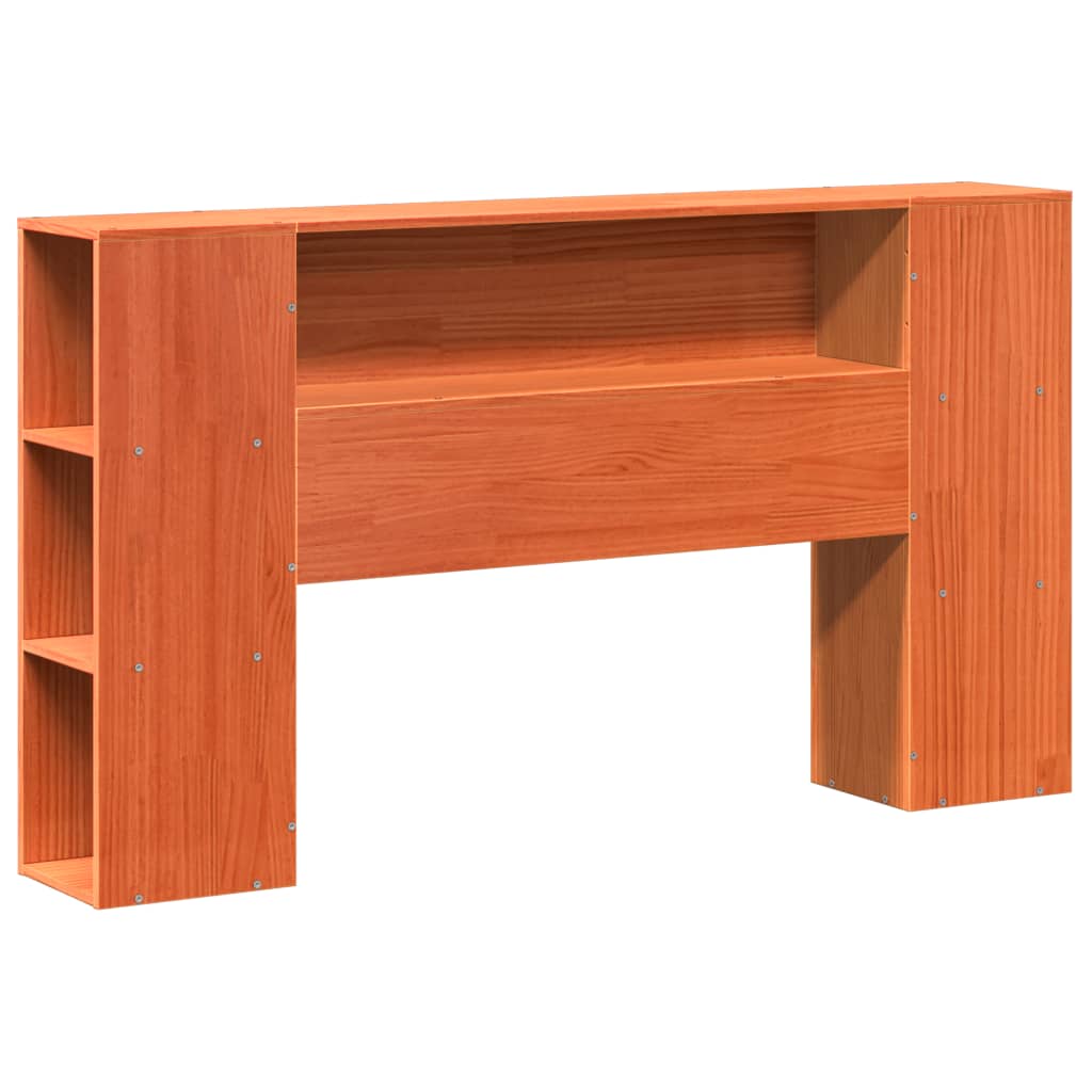 vidaXL Massivholzbett mit Regal ohne Matratze Wachsbraun 140x190 cm