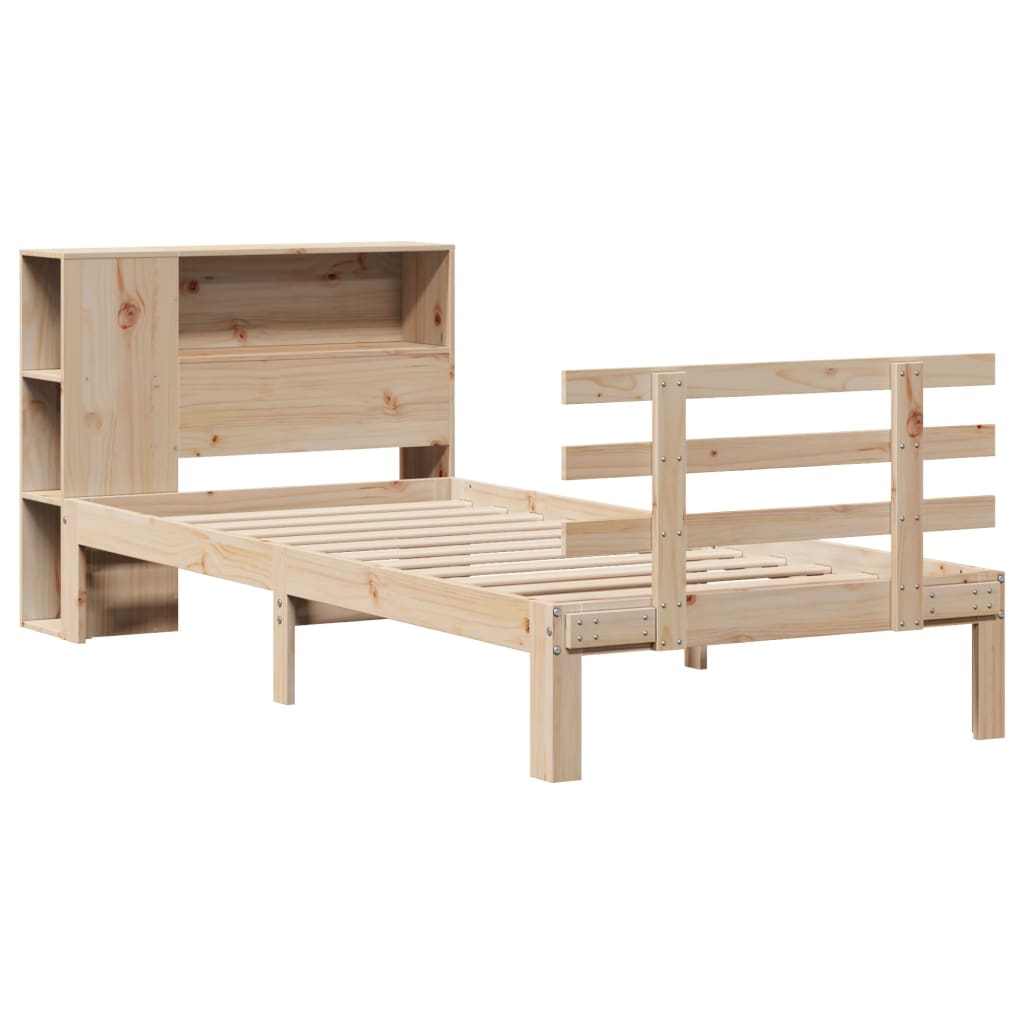 vidaXL Massivholzbett mit Regal ohne Matratze 100x200 cm Kiefer