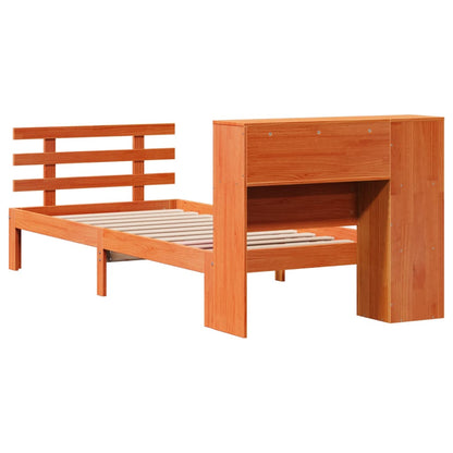 vidaXL Massivholzbett mit Regal ohne Matratze Wachsbraun 75x190 cm