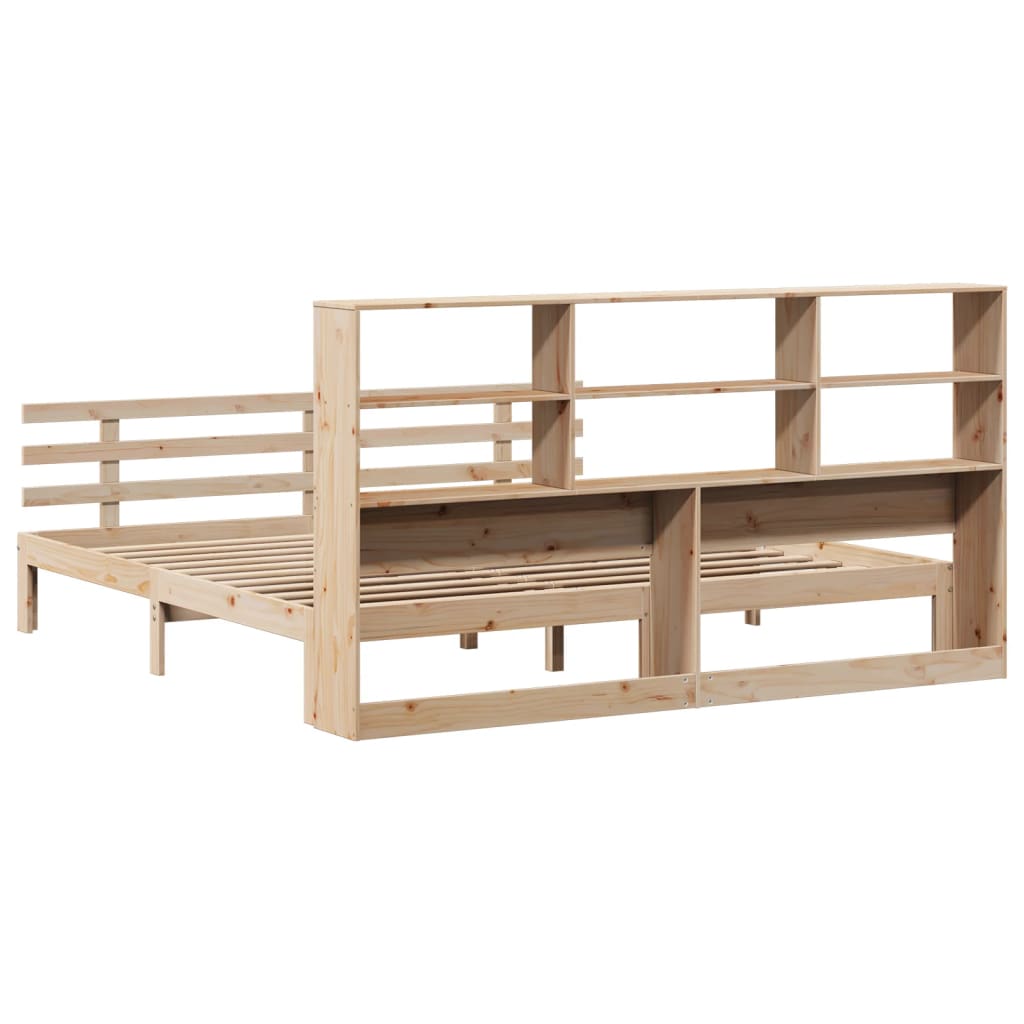 vidaXL Massivholzbett mit Regal ohne Matratze 180x200 cm Kiefer